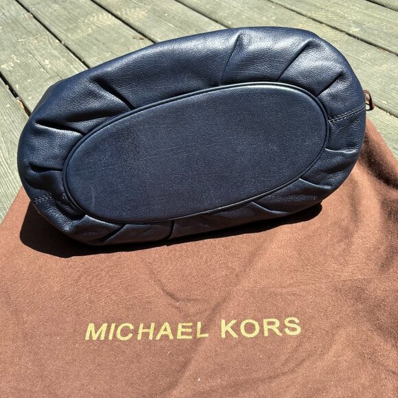 Michael Kors Navy Leather Hobo Bag - Picture 8 of 13